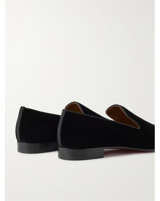 Christian Louboutin Black Dandelion Grosgrain-Trimmed Velvet Loafers for men