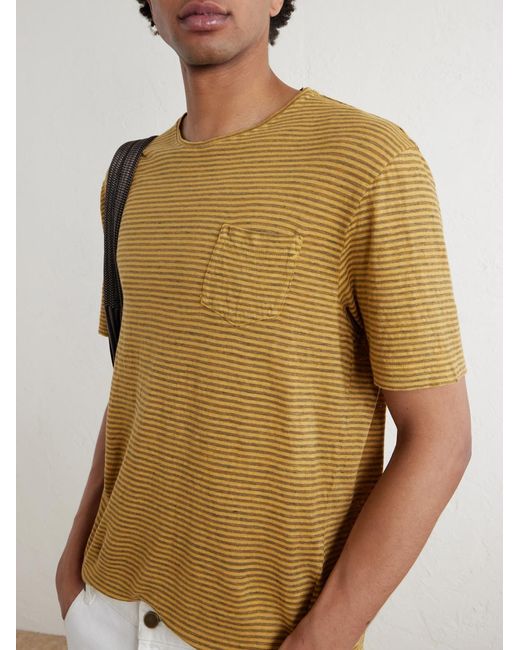 Massimo Alba Yellow Panarea Linen And Cotton T-Shirt for men