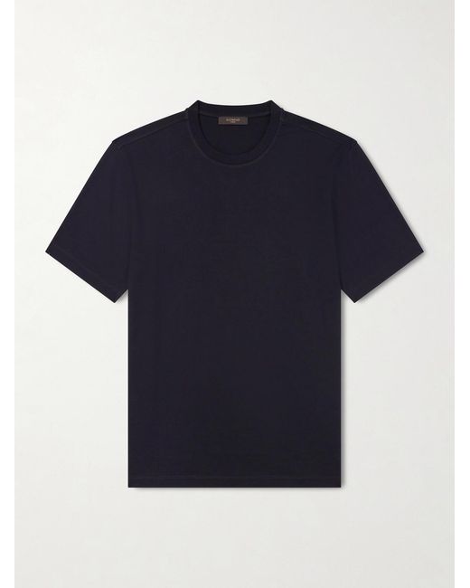 Slowear Blue Cotton And Silk-Blend Jersey T-Shirt for men