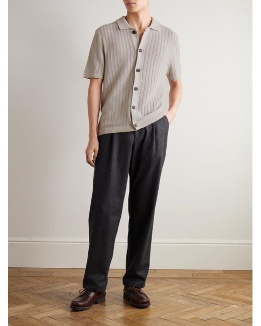 Mr P. White Pointelle-Knit Cotton Shirt for men