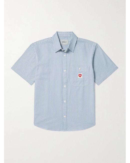 Carhartt WIP Terrell gestreiftes Hemd aus Baumwoll-Twill mit Logoapplikation in Blue für Herren