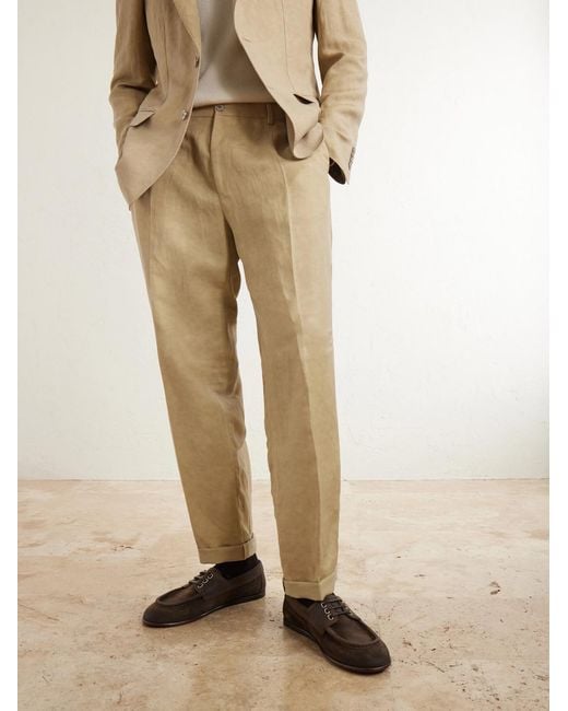 Dolce & Gabbana Brown Crosta Suede Loafers for men