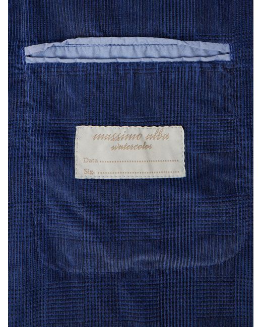 Massimo Alba Catch2 Sakko aus Cord aus einer Baumwollmischung mit Glencheck-Muster in Blue für Herren