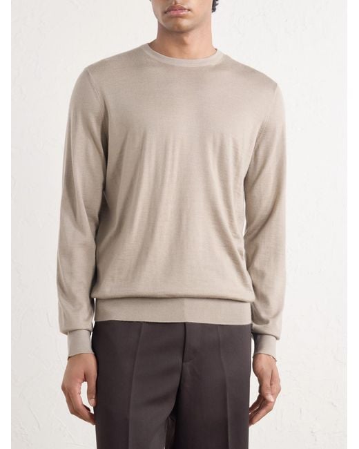 Zegna White Cashmere And Silk-blend Sweater for men