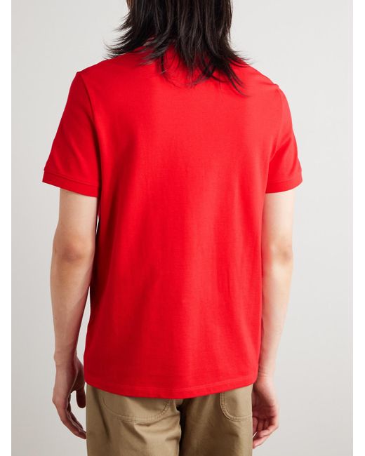 Valentino Garavani Red Logo-Appliquéd Striped Cotton-Piqué Polo Shirt for men