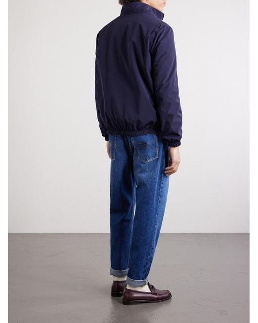 Brunello Cucinelli Blue Logo-Embroidered Shell Blouson Jacket for men
