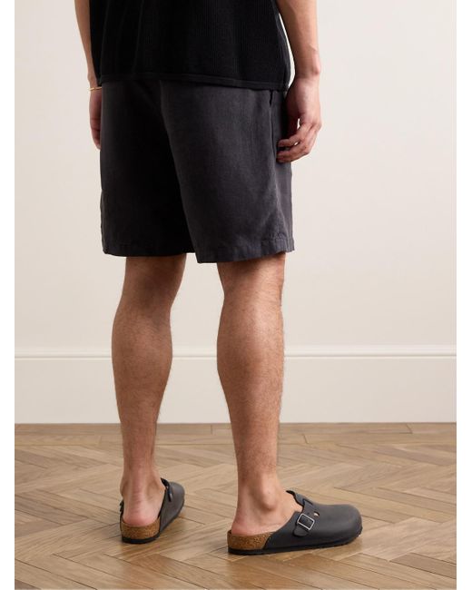 Rag & Bone Black Elliot Straight-leg Pleated Linen Shorts for men