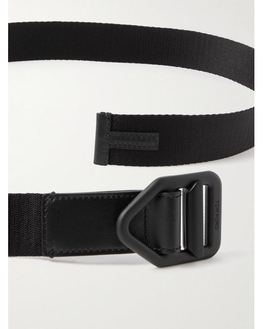 Tom Ford Black 4cm Leather-trimmed Canvas Belt for men