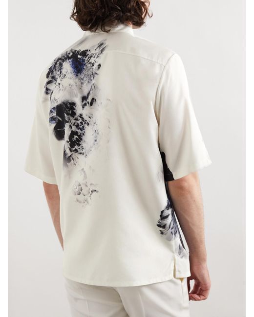 Alexander McQueen Hemd aus Seide mit Blumenprint und wandelbarem Kragen in White für Herren
