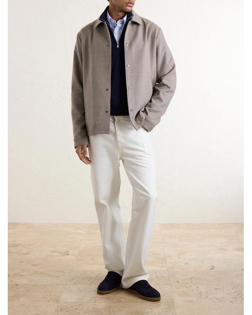 Kiton Gray Felted Wool-Blend Blouson Jacket for men