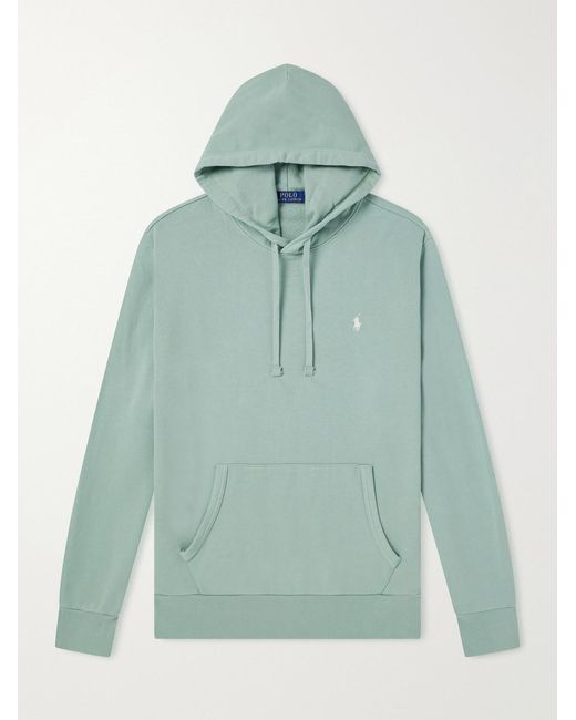 Polo Ralph Lauren Green Logo-Embroidered Cotton-Jersey Hoodie for men