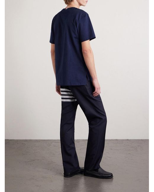 Thom Browne Blue Logo-appliquéd Cotton-jersey T-shirt for men