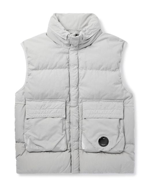 C P Company Gray Eco-chrome R Padded Recycled-shell Hooded Down Gilet for men