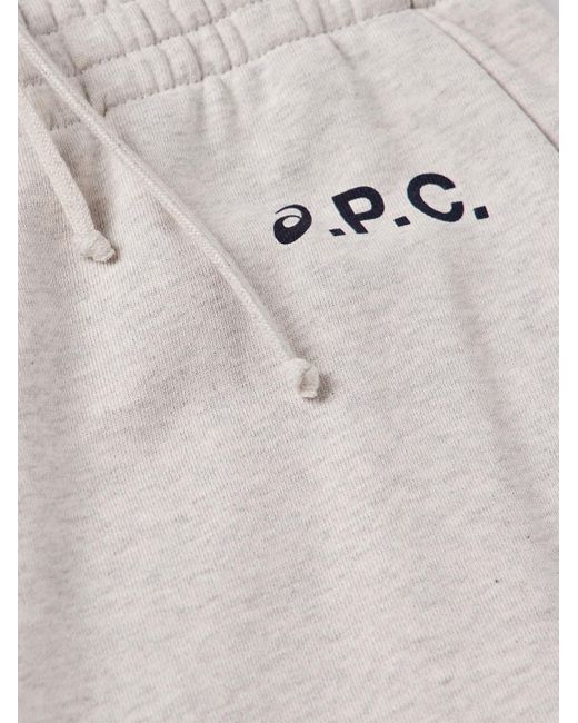 A.P.C. White Asics Jogging Hill Tapered Logo-print Organic Cotton-jersey Sweatpants for men