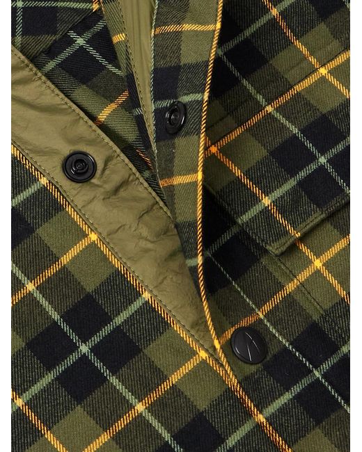 Aztech Mountain Green Loge Peak Checked Brushed Cotton-blend Shirt for men