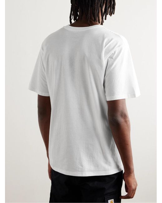 (w)taps White Three-pack Logo-print Cotton-jersey T-shirts for men