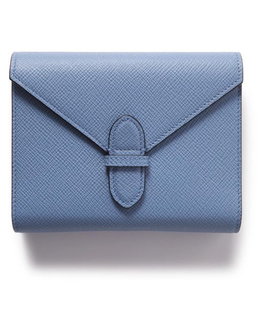 Smythson Blue Panama Cross-grain Leather Playing Card Case for men