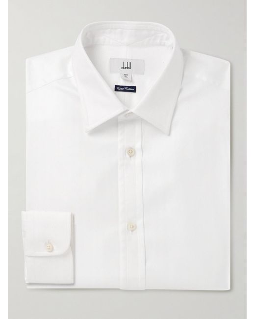Dunhill White Giza Herringbone Cotton Shirt for men