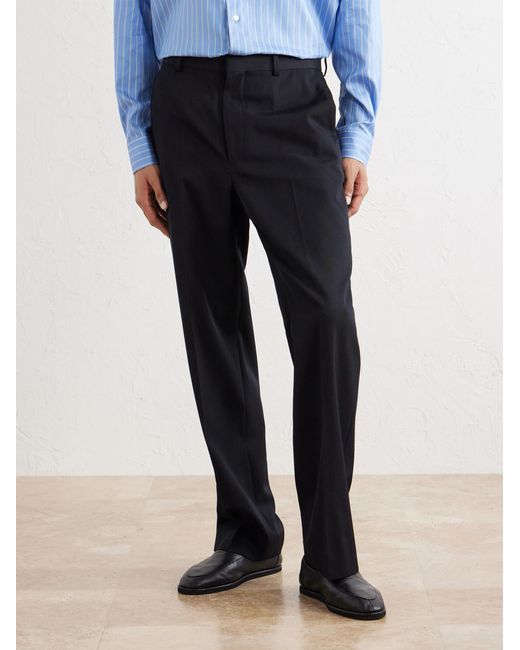Auralee Blue Straight-Leg Wool-Gabardine Trousers for men