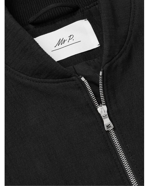 Mr P. Black Cotton And Linen-blend Bomber Jacket for men