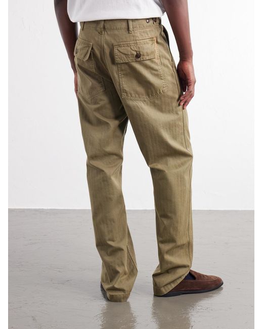 Fortela Natural Newfatigue Straight-Leg Cotton-Herringbone Trousers for men