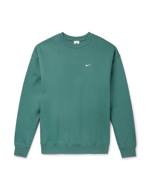 Nike Green Solo Swoosh Logo-embroidered Cotton-blend Jersey Sweatshirt for men