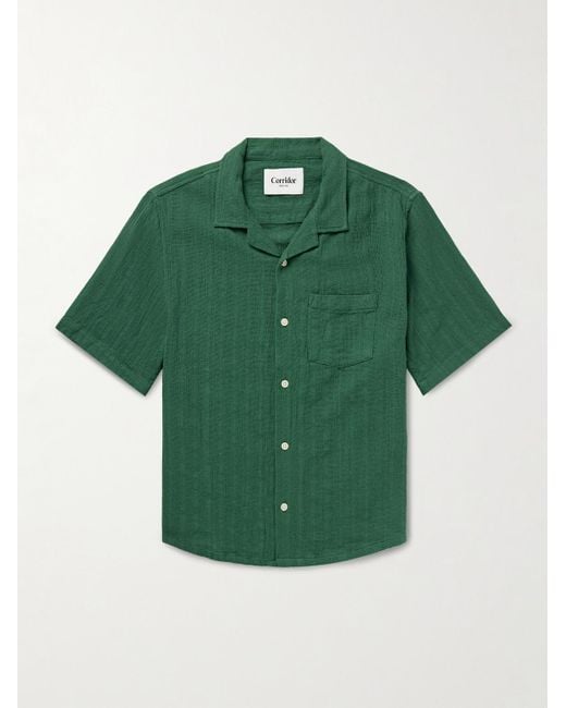 Corridor NYC Green Camp-Collar Cotton Shirt for men