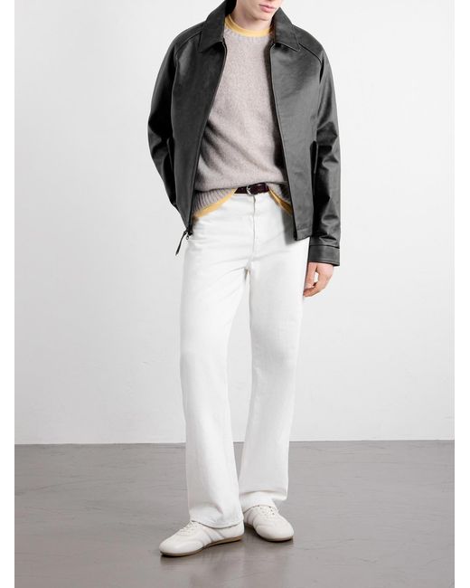 Golden Bear Gray The Dunbear Leather Bomber Jacket for men