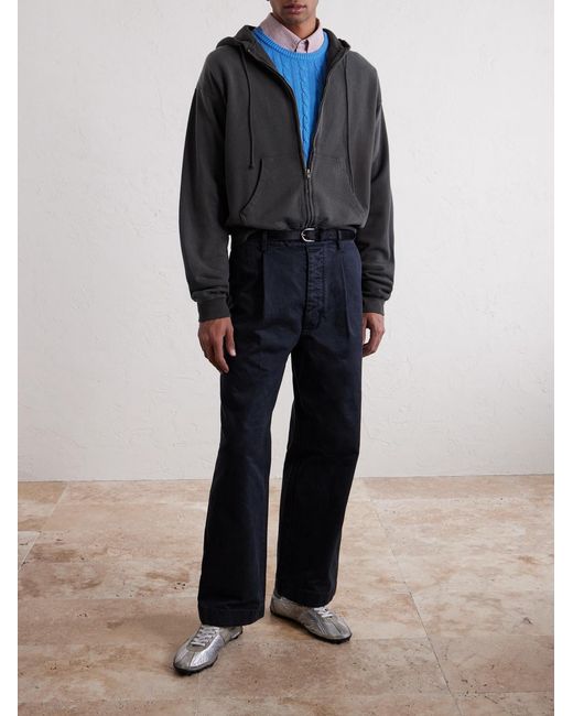 Auralee Black Product Dyed Pima Cotton Zip-Up Hoodie for men