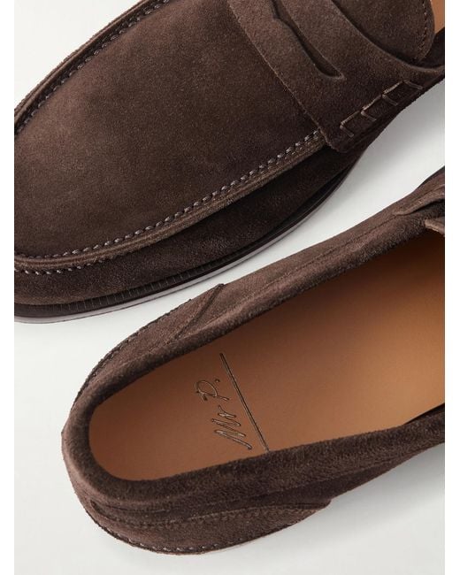 Mr P. White Split-Toe Suede Penny Loafers for men