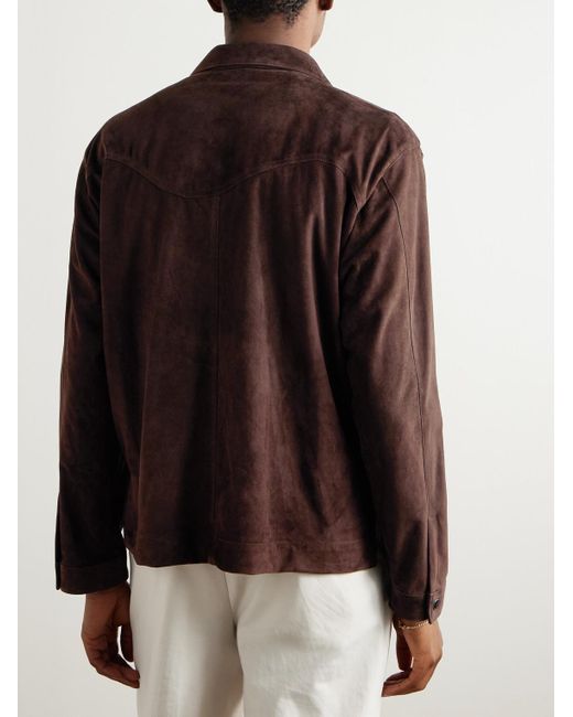STÒFFA Brown Wave Suede Overshirt for men
