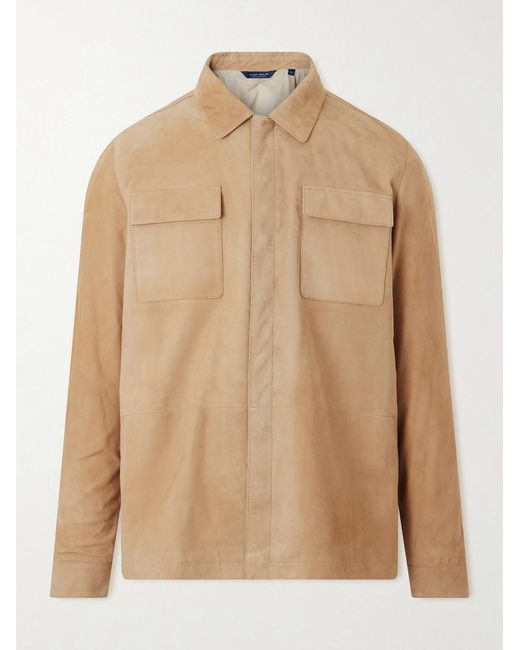 Peter Millar Natural Featherweight Suede Jacket for men