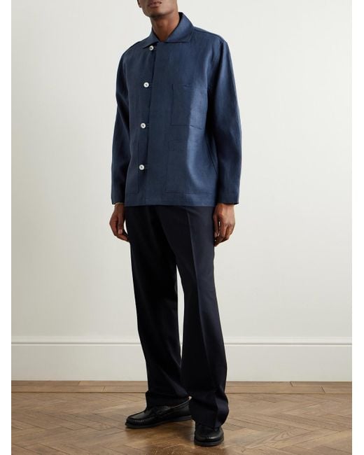 STÒFFA Blue Linen-Twill Jacket for men