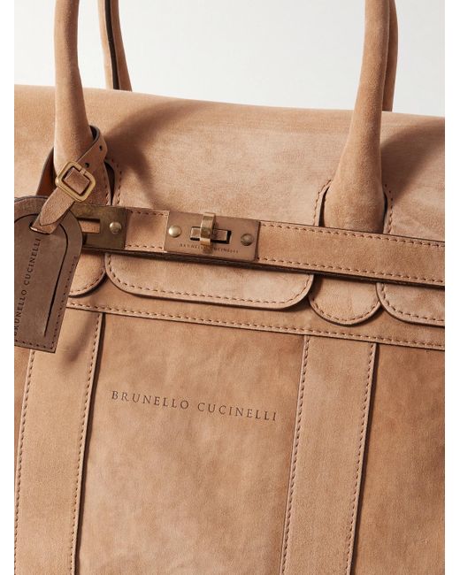 Brunello Cucinelli Natural Panelled Suede Weekend Bag for men