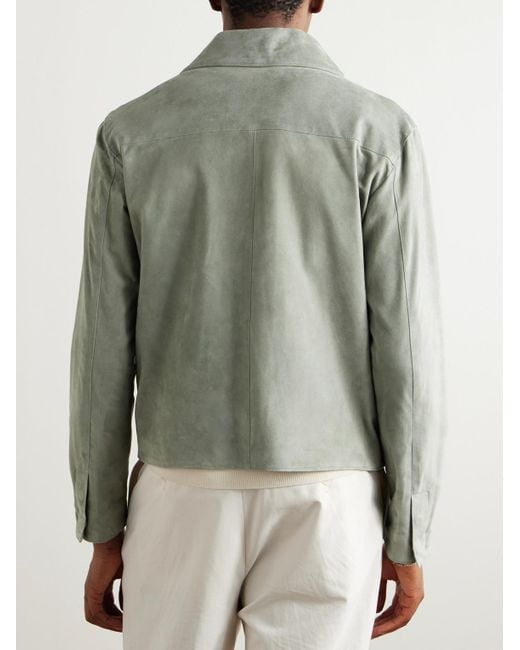 STÒFFA Gray Suede Bomber Jacket for men