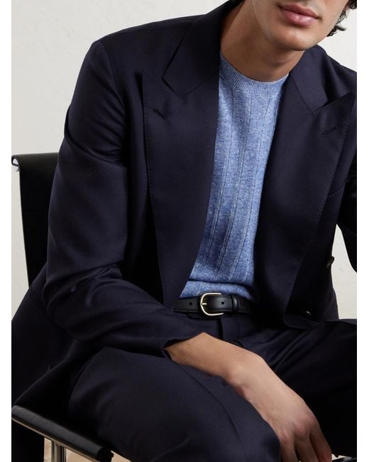 Boglioli Blue Ribbed Linen And Cotton-Blend T-Shirt for men