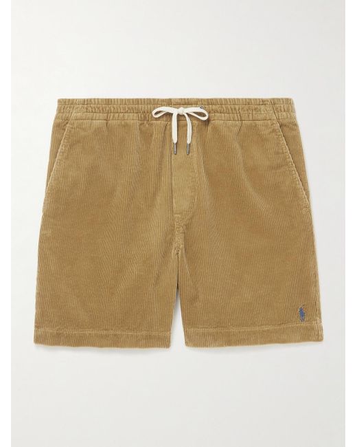 Shorts a gamba dritta in velluto a coste di cotone con coulisse Prepster di Polo Ralph Lauren in Natural da Uomo