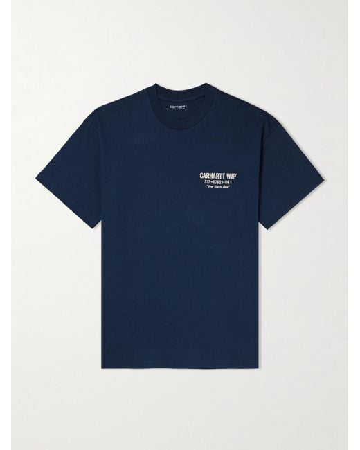 Carhartt Blue Less Troubles Logo-print Organic Cotton-jersey T-shirt for men