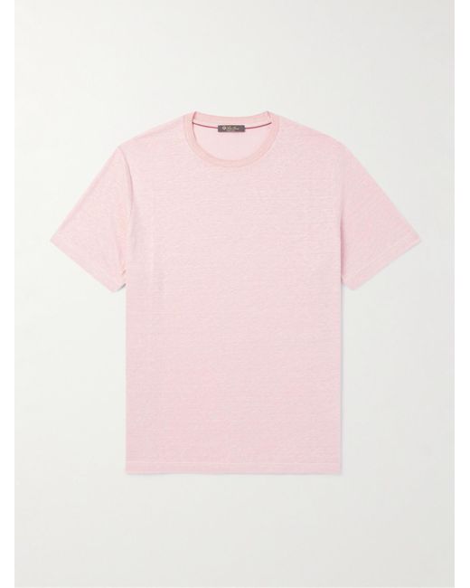T-shirt in lino di Loro Piana in Pink da Uomo