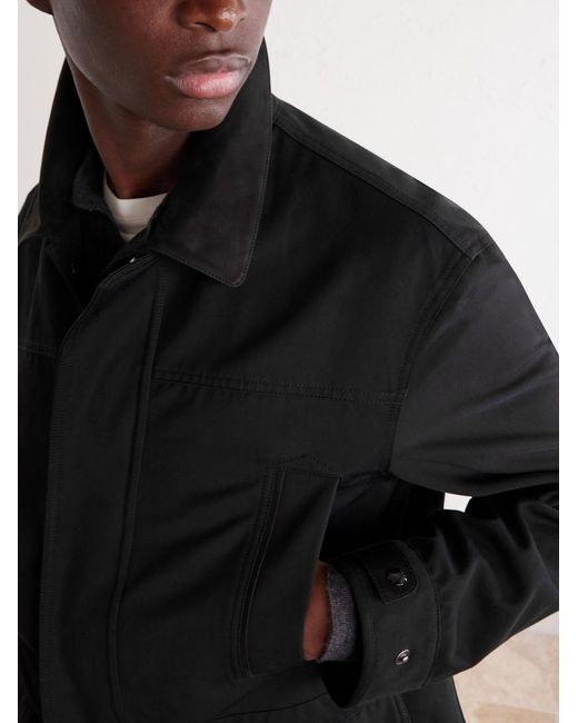 Tom Ford Black Suede-Trimmed Cotton-Blend Twill Jacket for men