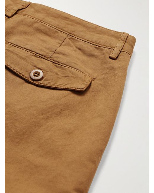Mr P. Natural Straight-Leg Pleated Garment-Dyed Cotton And Linen-Blend Twill Trousers for men