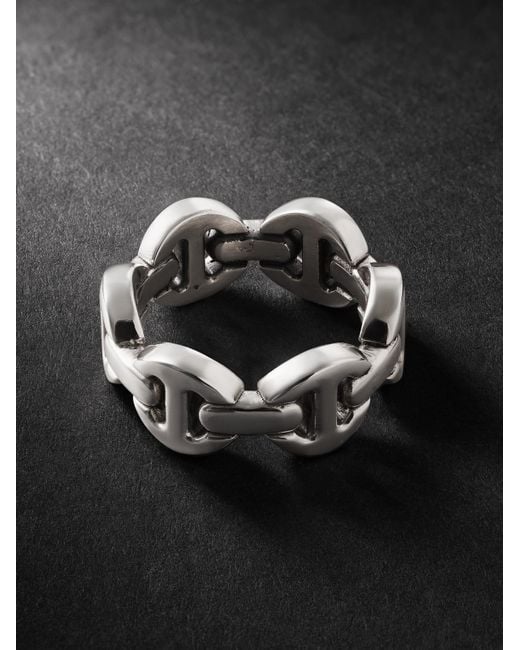 Hoorsenbuhs Black Tri-Link Sterling Ring for men