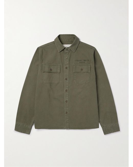 One Of These Days Green Country Men Logo-print Cotton-twill Shirt Jacket for men