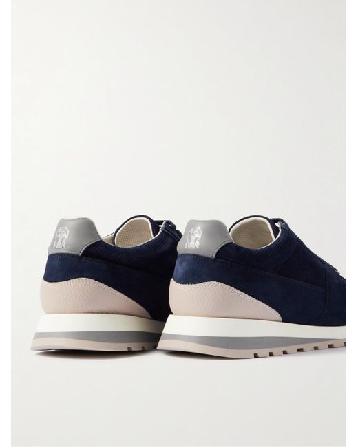 Sneakers con inserti di Brunello Cucinelli in Blue da Uomo