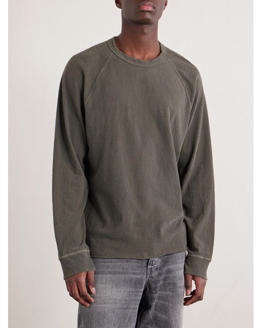 James Perse Green Garment-Dyed Cotton-Jersey T-Shirt for men