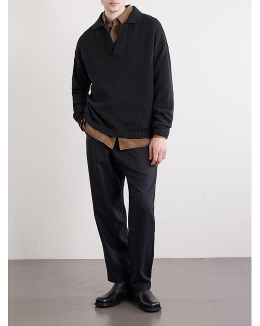 A Kind Of Guise Blue Marabou Knitted Organic Cotton Polo Shirt for men