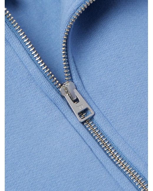 Maison Kitsuné Blue Logo-appliquéd Cotton-jersey Half-zip Sweatshirt for men