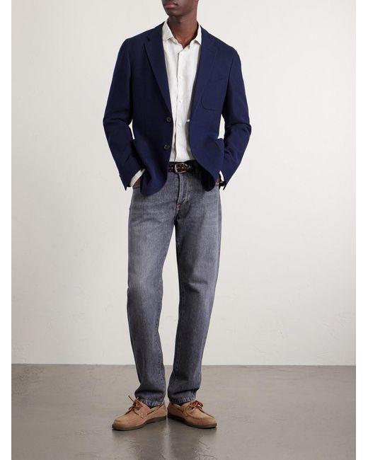Slowear Blue Cotton-Hopsack Blazer for men