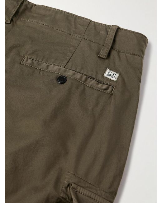 C P Company Green Slim-Fit Tapered Logo-Appliquéd Stretch-Cotton Sateen Cargo Trousers for men