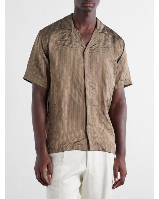 Orlebar Brown Brown Maitan Villa Camp-Collar Striped Woven Shirt for men